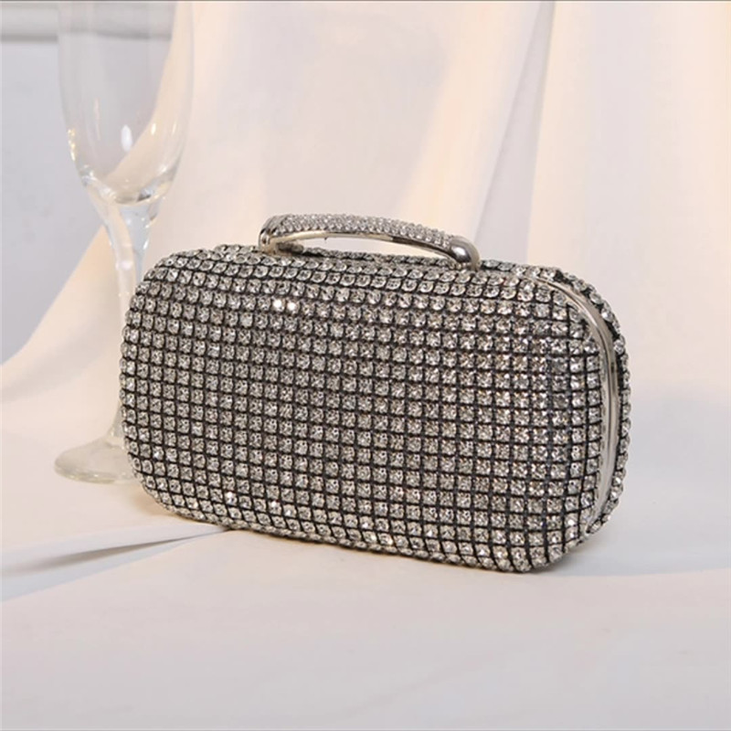 Evening Bag Beaded - Golden Birthday Party Luxury Crystal Silver