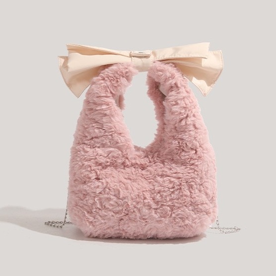 Women Bags Wholesale - Plush Bow Handbag 2026 Autumn Winter