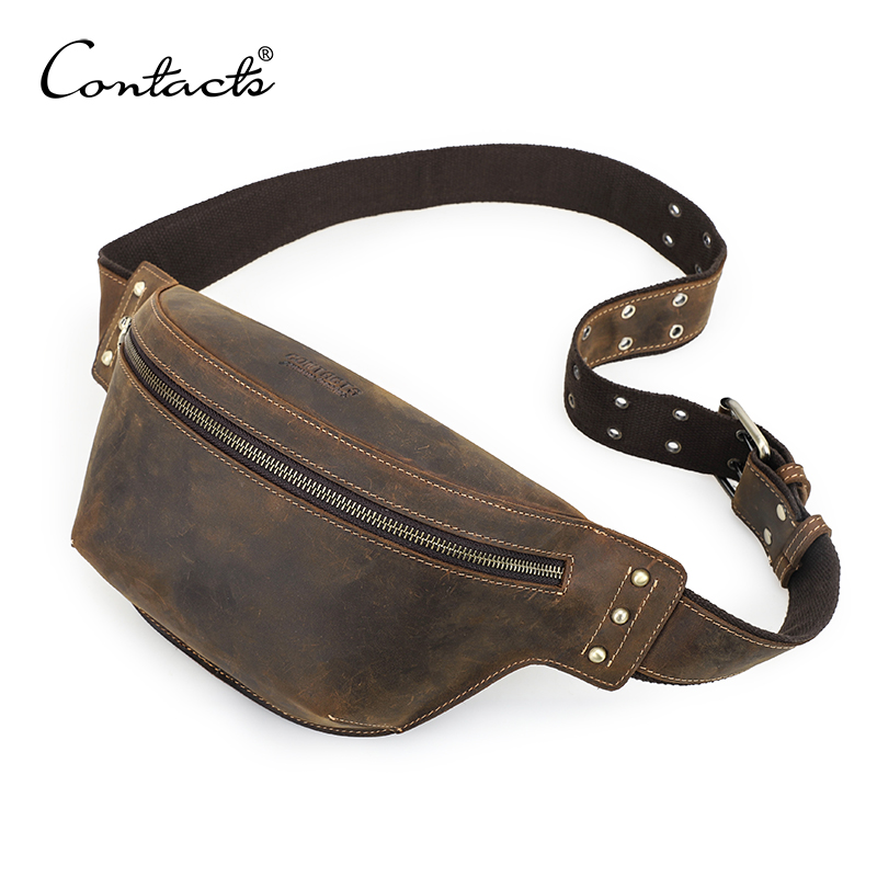 Saddle Bag Leather - CONTACT'S Genuine Leather Waist Bags Crazy