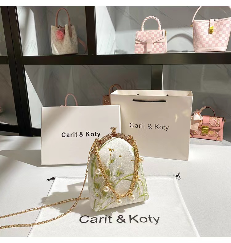 Luxury Satin Square Bag Pearl  - Evening Bag Beaded ulasan dan harga