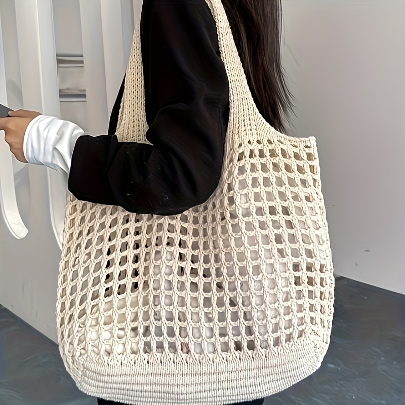 1pc Crochet Mesh Tote Bag, Bre - Crochet Market Bag ulasan dan harga