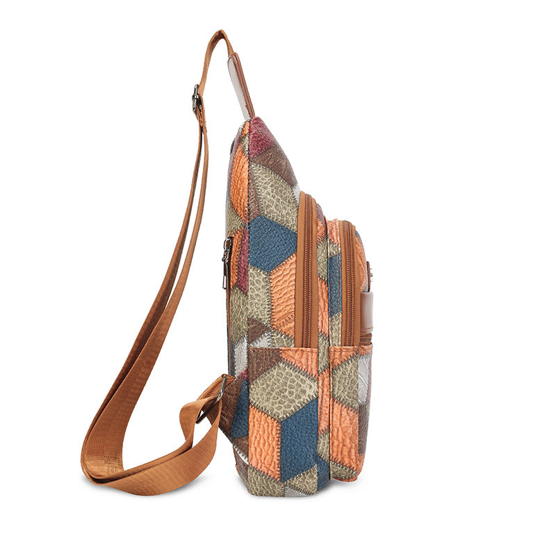 Patchwork Pattern Chest Bag Un - Women Bags Pack ulasan dan harga