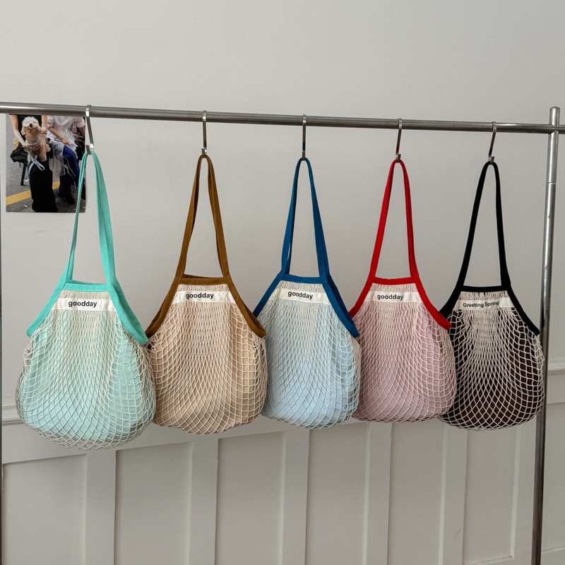 Large Capacity Mesh Tote Bag,  - Crochet Market Bag ulasan dan harga