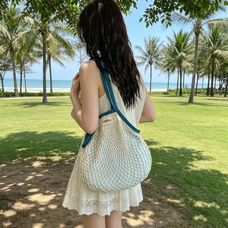 Large Capacity Mesh Tote Bag,  - Crochet Market Bag ulasan dan harga