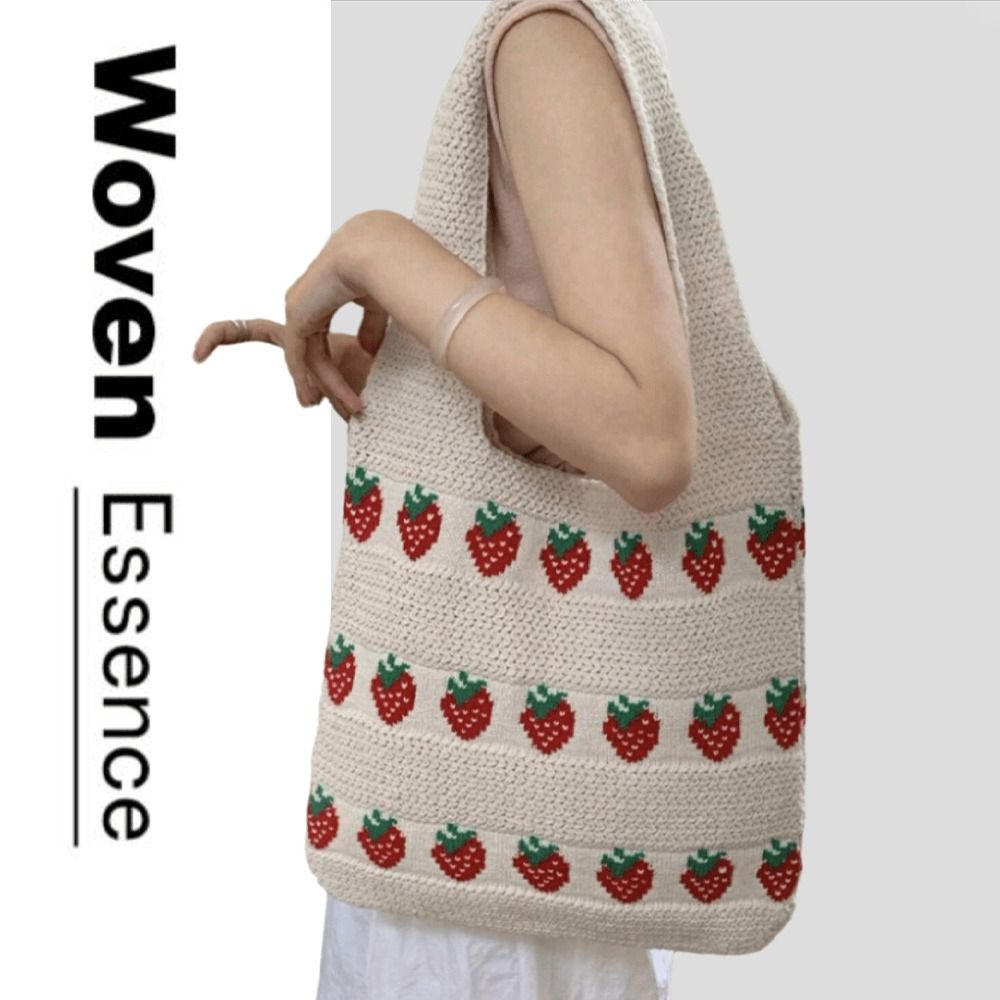 Knitted Design Women Handbag L - Crochet Market Bag ulasan dan harga