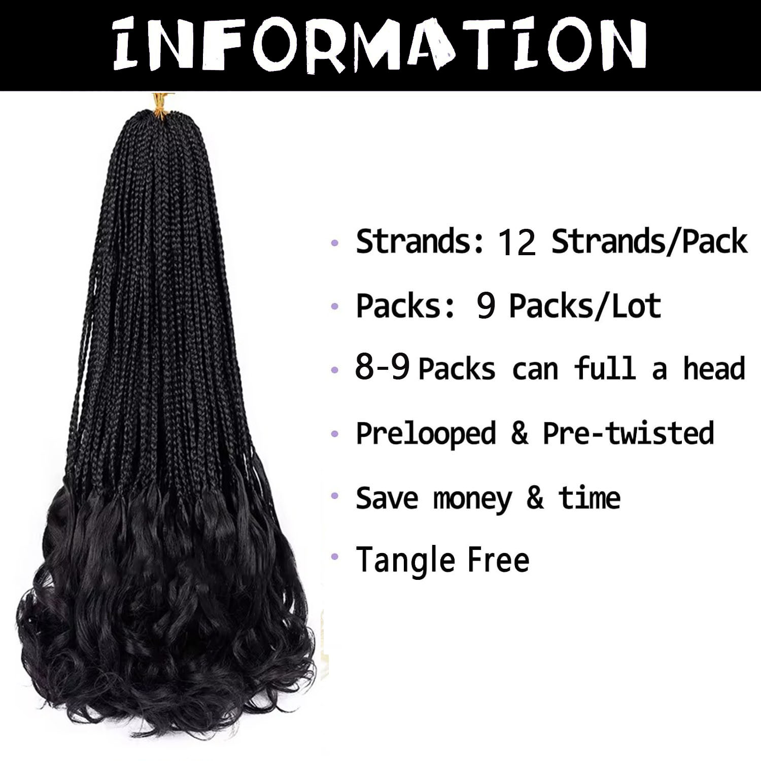 French Curl Crochet Braids 14  - Women Bags Pack ulasan dan harga
