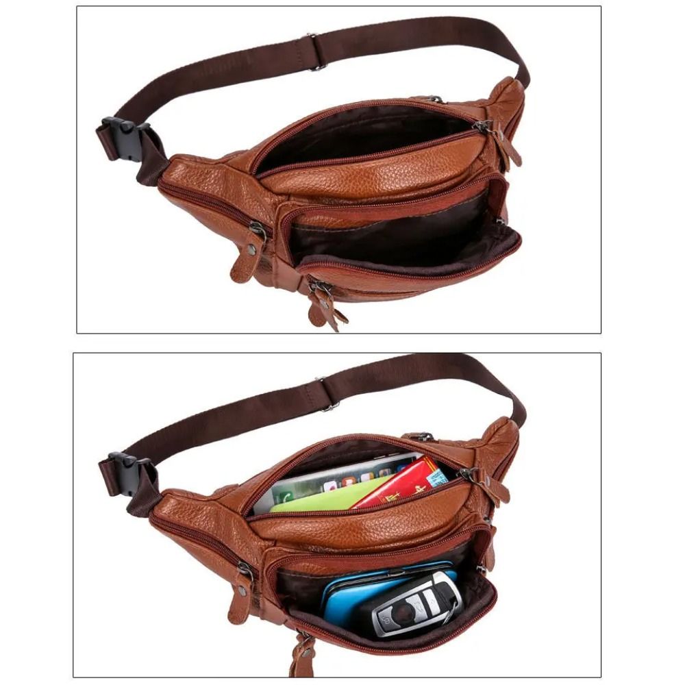 Zipper PU Leather Men's Waist  - Saddle Bag Leather ulasan dan harga