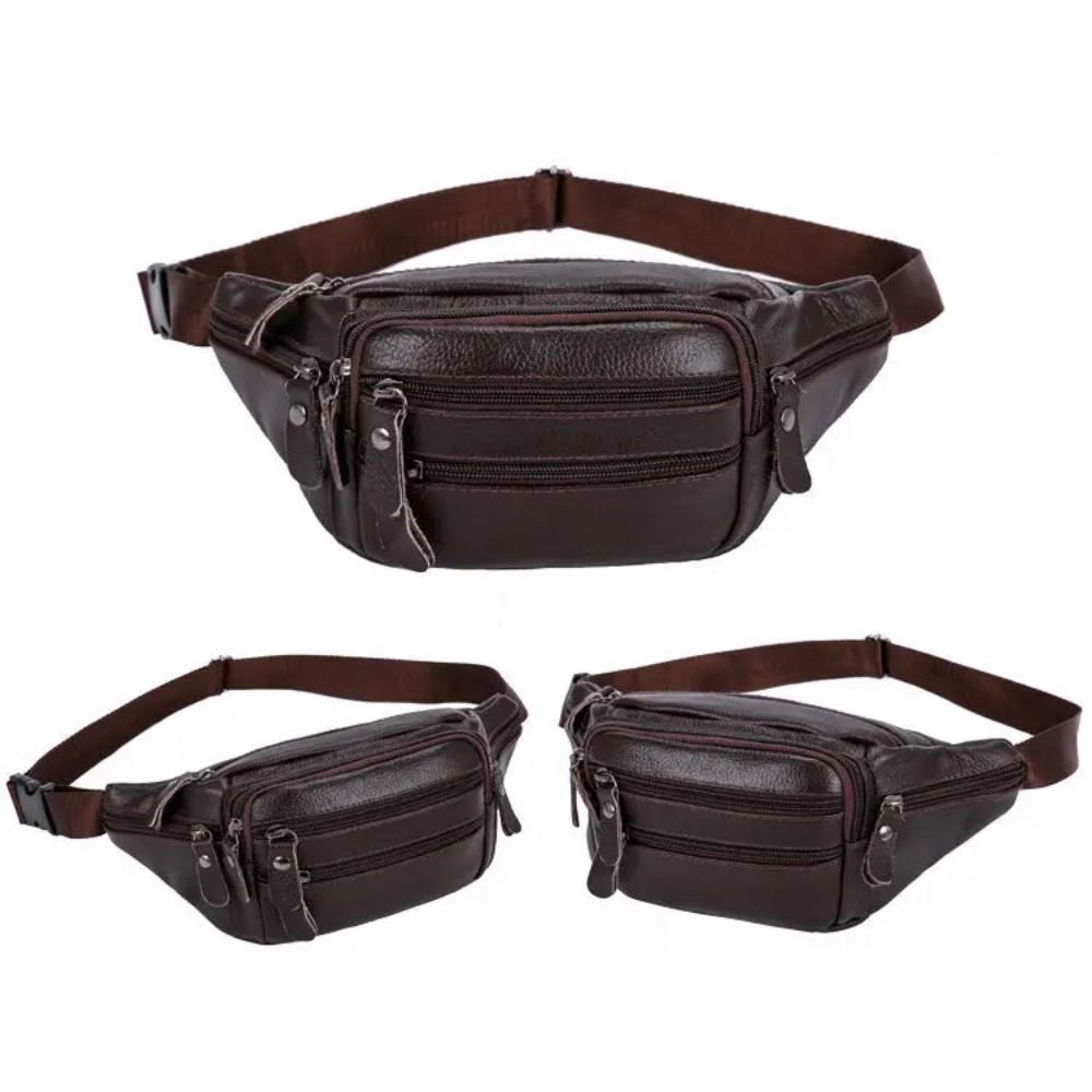 Zipper PU Leather Men's Waist  - Saddle Bag Leather ulasan dan harga