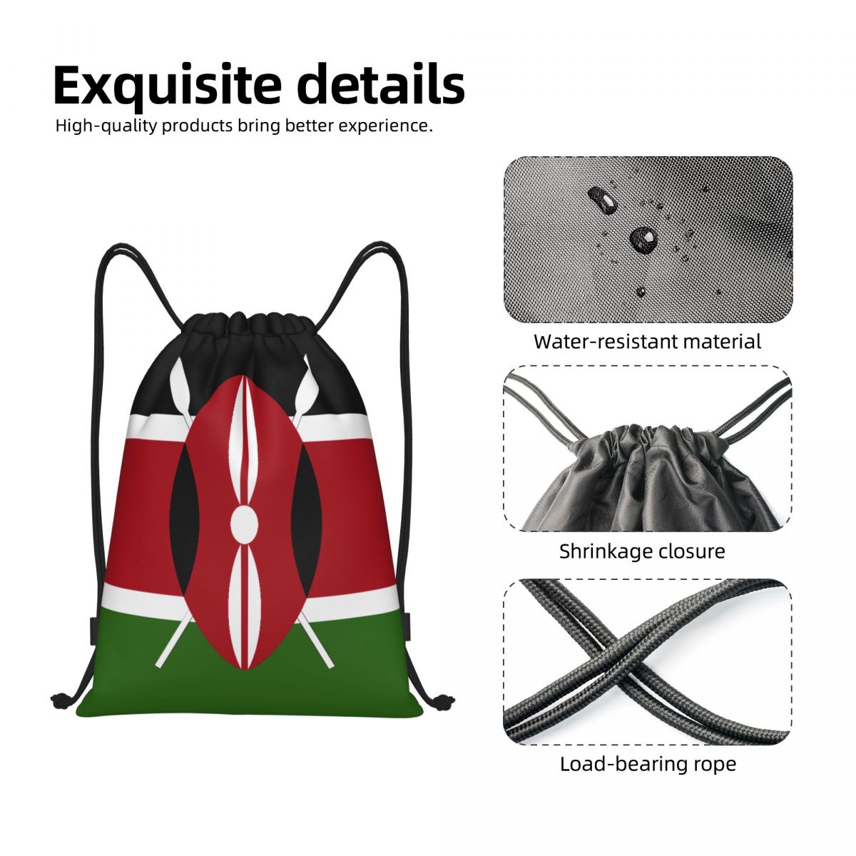 Custom Kenya Flag Drawstring B - Women Bags Kenya ulasan dan harga