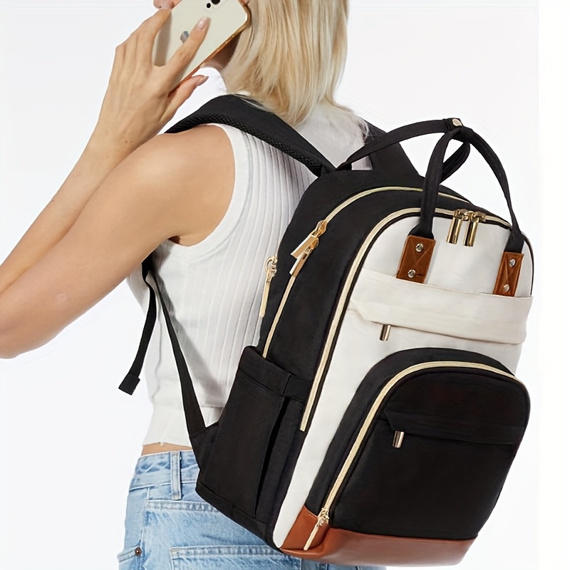 Women Two Tone Laptop Backpack - Women Bags Casual ulasan dan harga