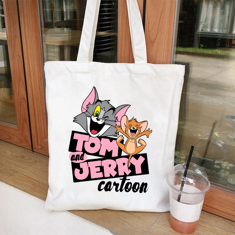 Tom and Jerry Cute Canvas Bag  - Women Bags For Gift ulasan dan harga