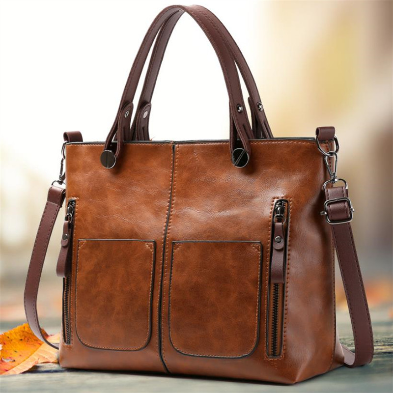 Retro Leather Handbag Shoulder - Women Bags Medium Size ulasan dan harga