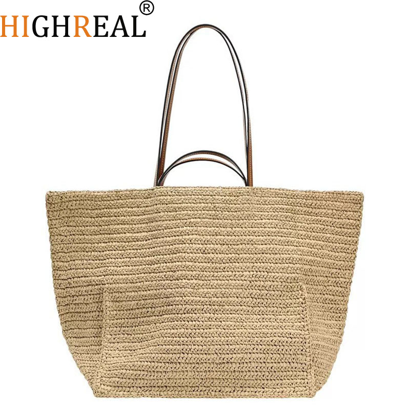 Women Shouder Bohemian Straw U - Crochet Market Bag ulasan dan harga