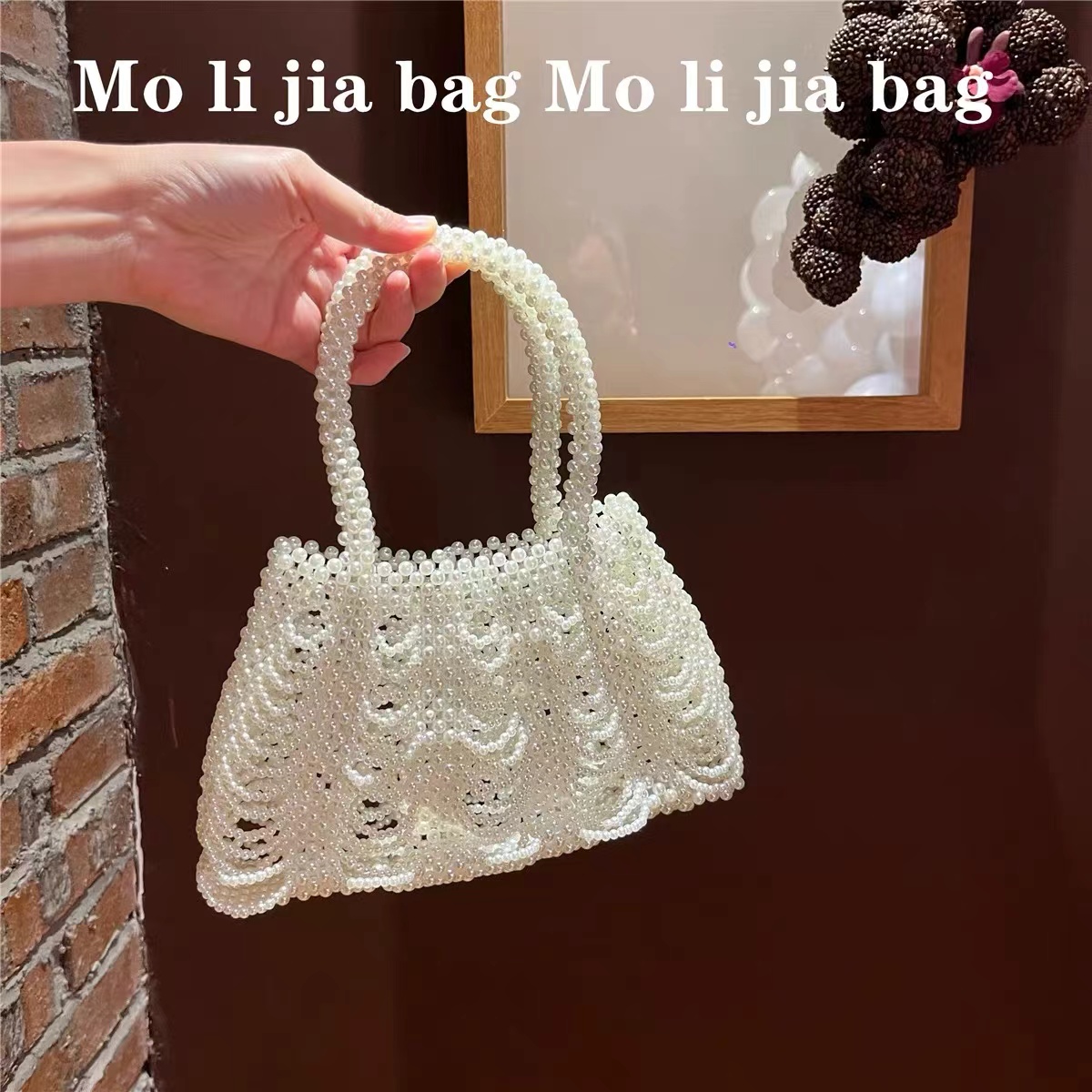 Fashion Pearl Beading Woven Ha - Evening Bag Beaded ulasan dan harga