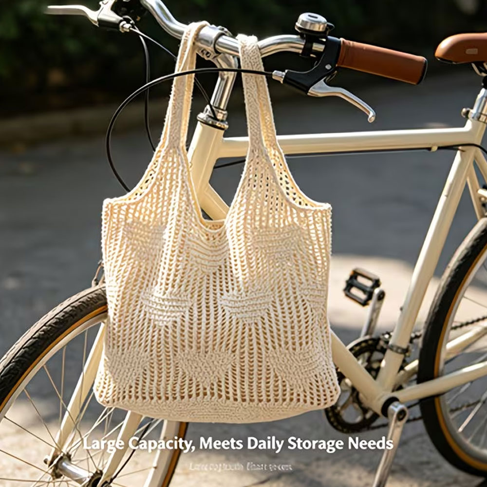 Women's Handwoven Straw Handba - Crochet Market Bag ulasan dan harga